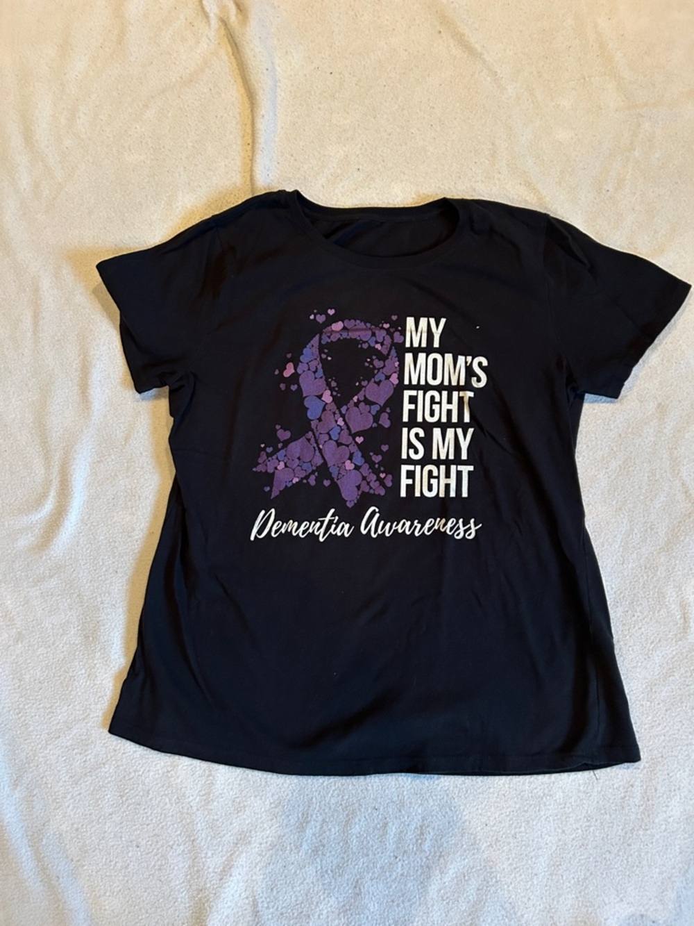 Dementia Awareness Women’s Tee - Black with Purple Ribbon